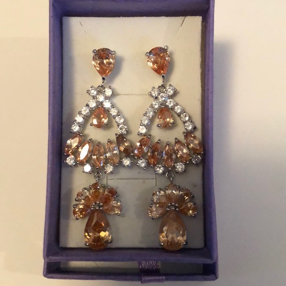 Morganite and crystal chandelier earrings - Picture 1 of 2